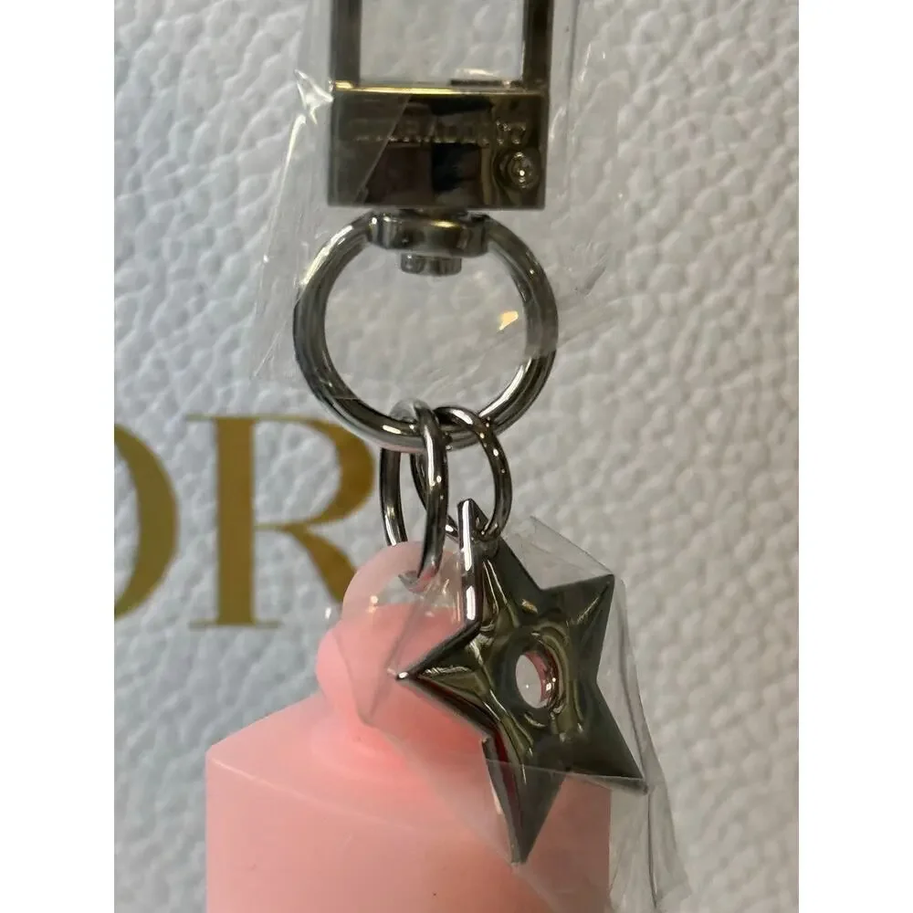 Dior GWP Lip Oil Holder Key Chain / Ring with Clip and Star - PINK - NEW in Box